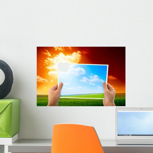 Photo Green Field Hands Wall Decal Design 3