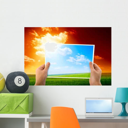 Photo Green Field Hands Wall Decal Design 3