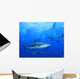 Shark With Scuba Divers Silhouetted in Background Wall Mural