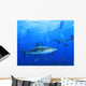 Shark With Scuba Divers Silhouetted in Background Wall Mural