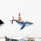 Nautical Watercolor Lighthouse Whale Wall Decal