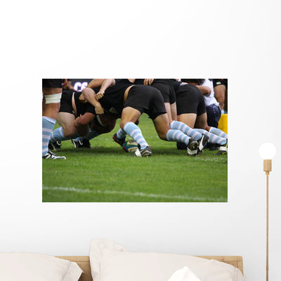 Rugby Wall Mural shown on a wall