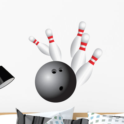 Bowling Strike Wall Decal shown on a wall