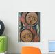 Detail of a North American Totem Pole with people faces Wall Mural