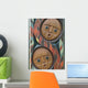 Detail of a North American Totem Pole with people faces Wall Mural
