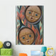 Detail of a North American Totem Pole with people faces Wall Mural