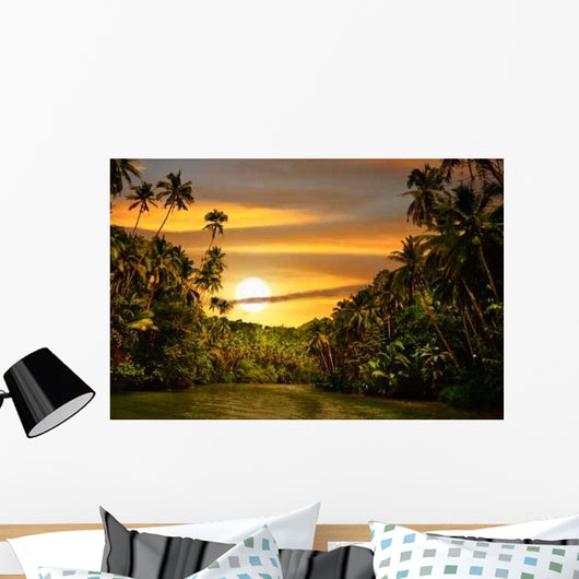 Rainforest River Sunset Wall Decal