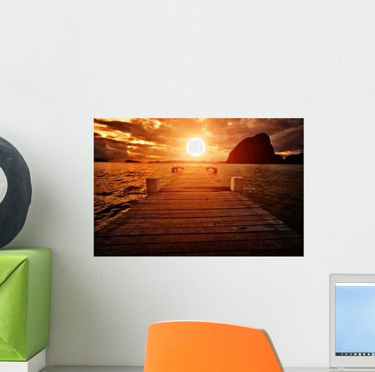 Jetty into Sunset Wall Decal