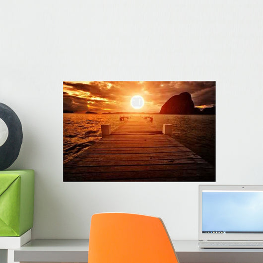Jetty into Sunset Wall Decal