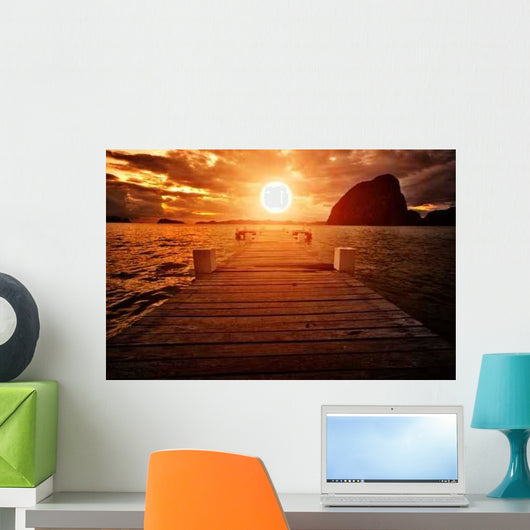 Jetty into Sunset Wall Decal