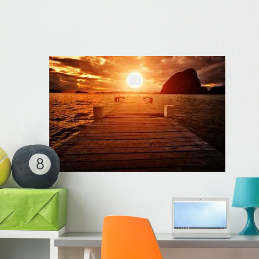 Jetty into Sunset Wall Decal
