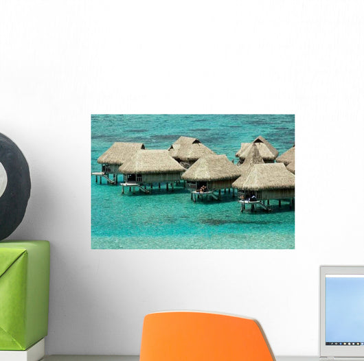 Luxury Overwater Bungalows Blue Wall Decal