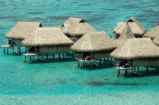 Luxury Overwater Bungalows Blue Wall Decal