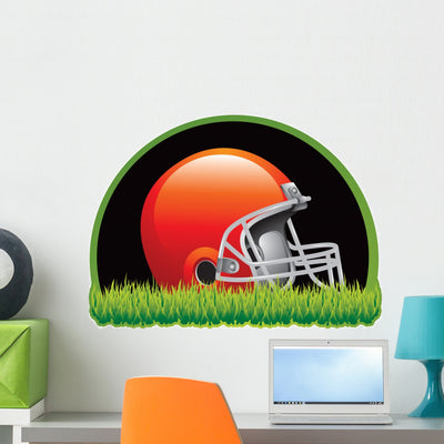 Football Helmet Wall Decal shown on a wall