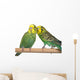 pair budgerigar on white background Wall Decal