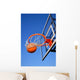 Basketball Shot Falling Through the Net, Blue Sky Wall Mural