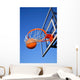 Basketball Shot Falling Through the Net, Blue Sky Wall Mural