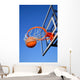 Basketball Shot Falling Through the Net, Blue Sky Wall Mural