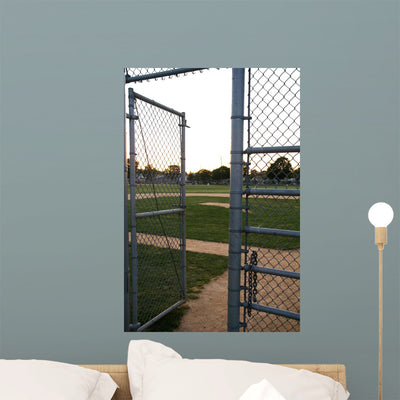 Entrance to Baseball Field Wall Mural shown on a wall