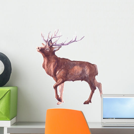 Watercolor Realistic Deer Forest Wall Decal