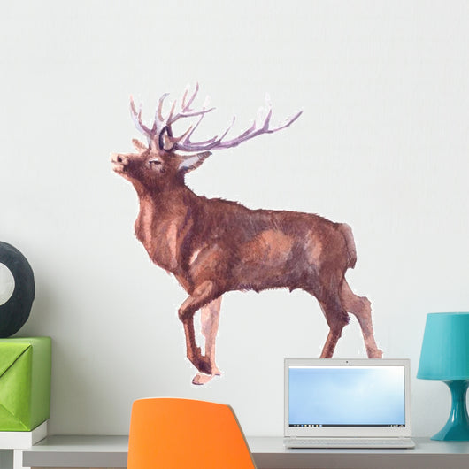 Watercolor Realistic Deer Forest Wall Decal