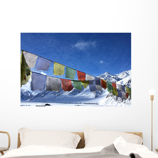 Tibetan Flag Snowy Himalayas Wall Decal