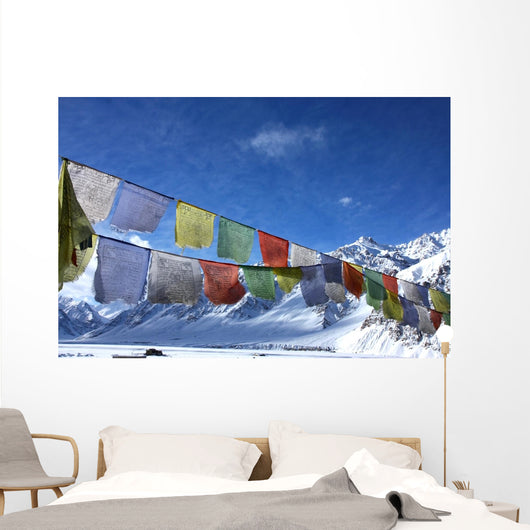 Tibetan Flag Snowy Himalayas Wall Decal
