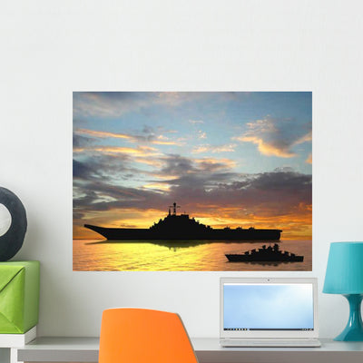 Aircraft Carrier Wall Decal shown on a wall