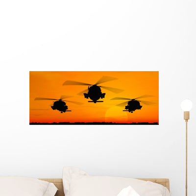 Black Hawk Helicopters Wall Decal shown on a wall