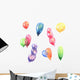 Watercolor Illustration Multicolored Balloons Wall Decal Sticker Set
