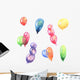 Watercolor Illustration Multicolored Balloons Wall Decal Sticker Set