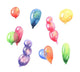 Watercolor Illustration Multicolored Balloons Wall Decal Sticker Set