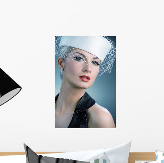 Beautiful Young Woman White Wall Decal
