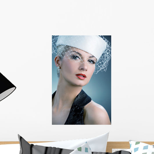 Beautiful Young Woman White Wall Decal