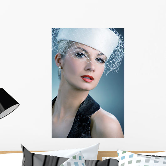 Beautiful Young Woman White Wall Decal