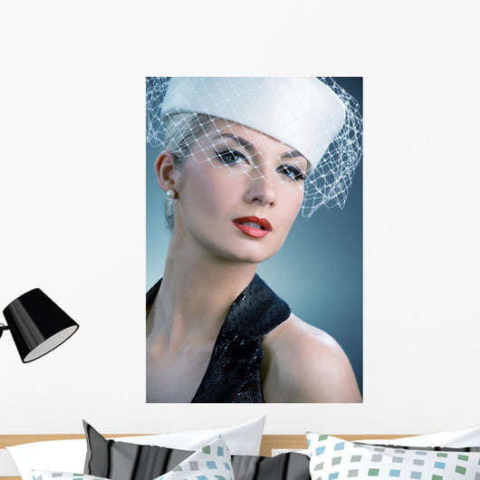 Beautiful Young Woman White Wall Decal