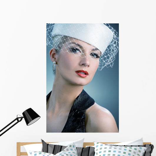 Beautiful Young Woman White Wall Decal