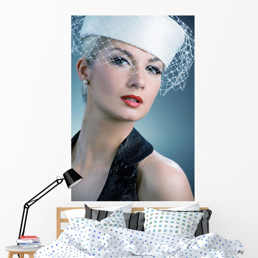 Beautiful Young Woman White Wall Decal