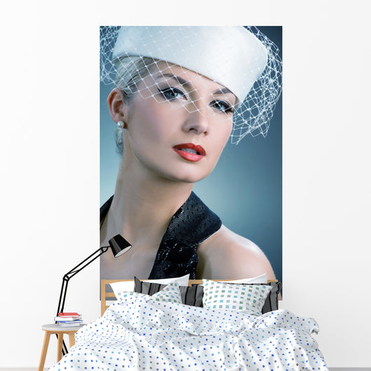 Beautiful Young Woman White Wall Decal
