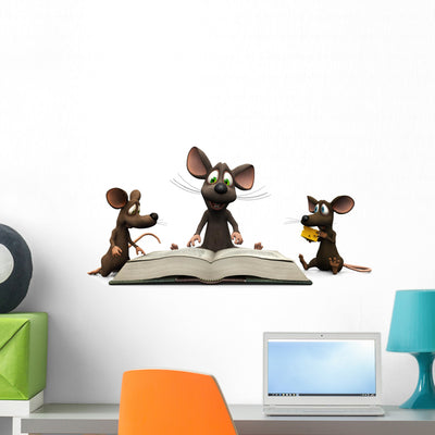Mice Storytime Wall Decal shown on a wall