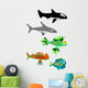 Set 5 Fishes Wall Stickers Wall Decal