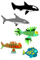 Set 5 Fishes Wall Stickers Wall Decal