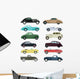 Various Automobiles Retro Car Wall Decal Sticker Set