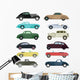 Various Automobiles Retro Car Wall Decal Sticker Set