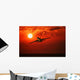 Airplane Flying In Sunrise/Sunset Wall Mural