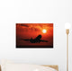 Airplane Landing At Sunset Wall Mural