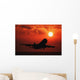 Airplane Landing At Sunset Wall Mural