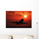 Airplane Landing At Sunset Wall Mural