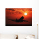 Airplane Landing At Sunset Wall Mural