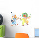 Two Clown Watercolor Illustration Wall Decal Sticker Set